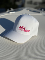Womens White/ pink Delta Flex fit hat – Sea Vee Boats display picture 1